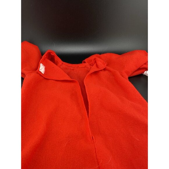 Vtg Red Baby Doll Dress Gown Bonnet White Eyelet Trim Plaid Bow And Ribbon 1980s - Picture 9 of 9